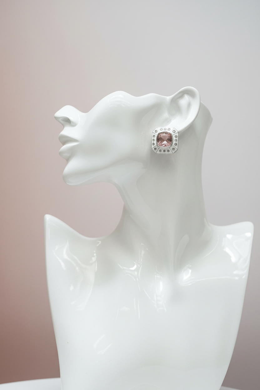 Pink CZ Earrings on Mannequin