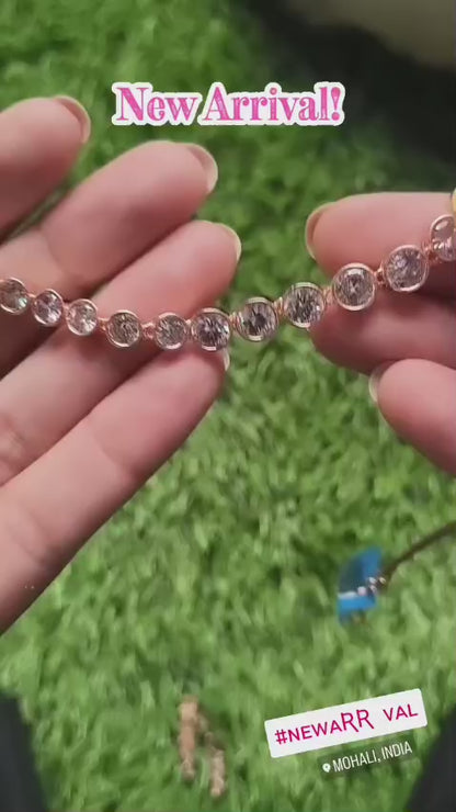 Rose Gold Tennis Necklace Set