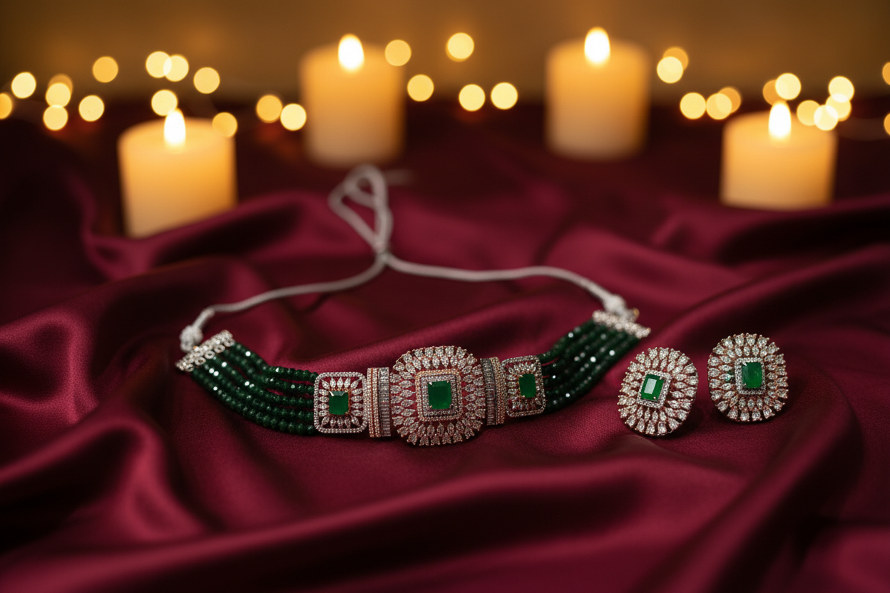 Green Emerald Choker Necklace