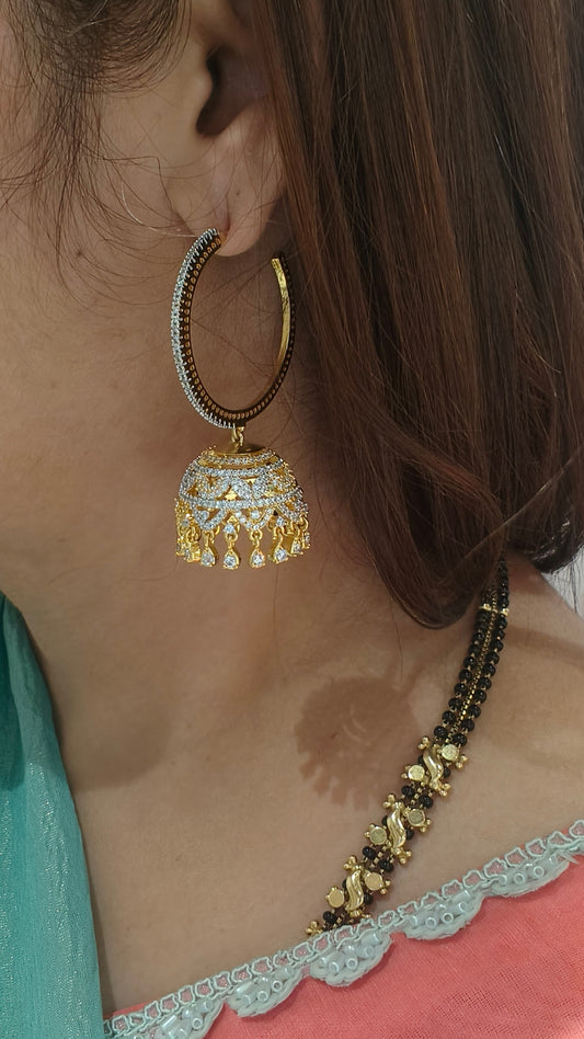 Gold Hoops Jhumkas Earrings