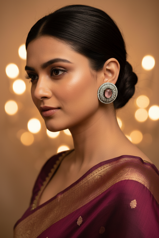 Rose Dome Pavé Studs Lifestyle