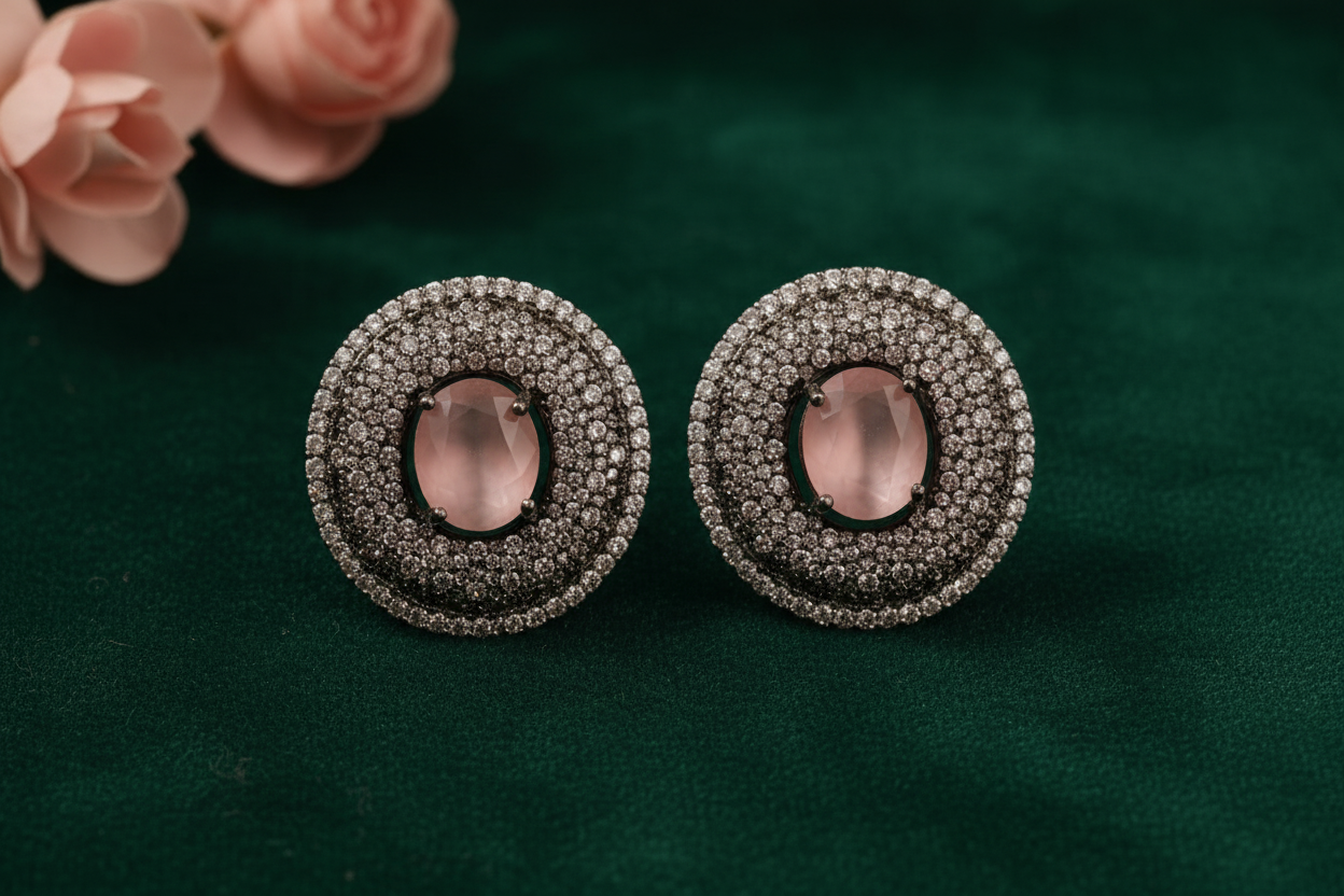 Rose Dome Pavé Studs Textured Contrast