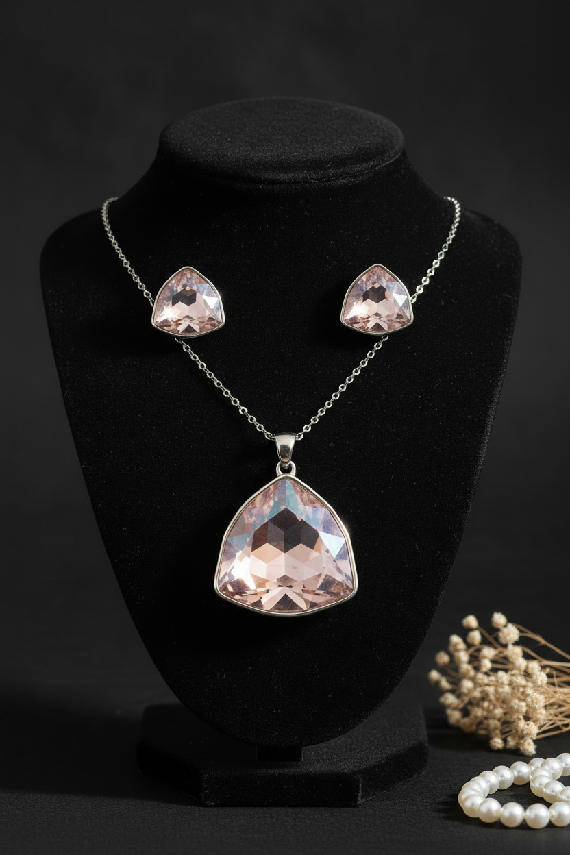 Rose Prism Pendant Set - Dark Mannequin with Minimal Props