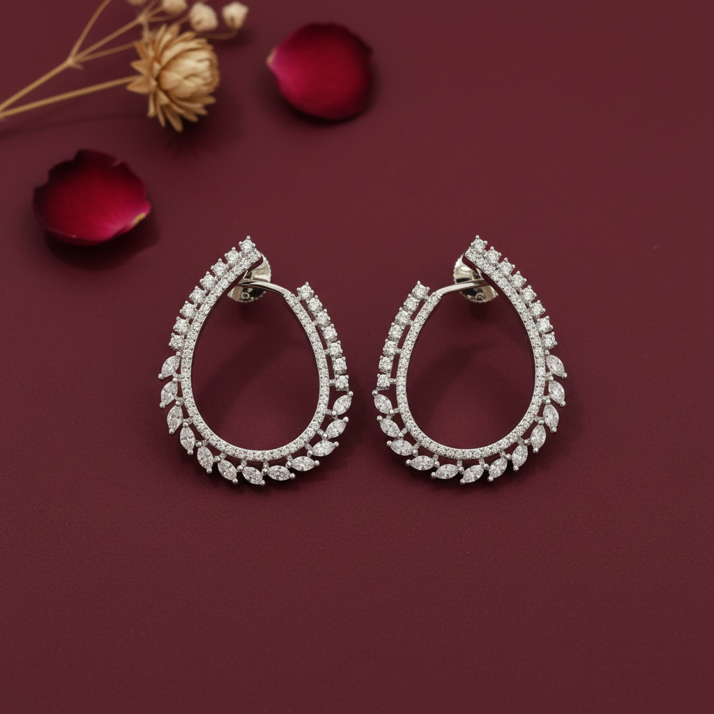 Golden Silver Open Zirconia Hoops