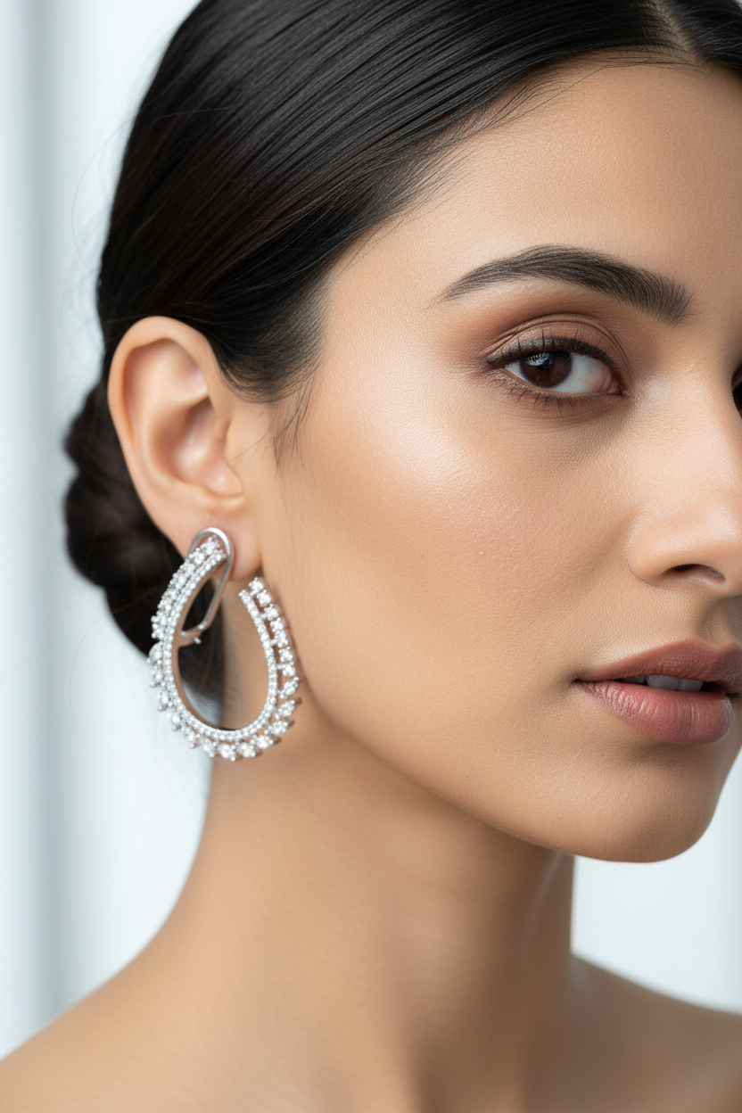 Golden Silver Open Zirconia Hoops
