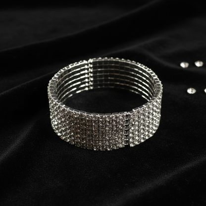 Silver Rhinestone Bracelet Flatlay