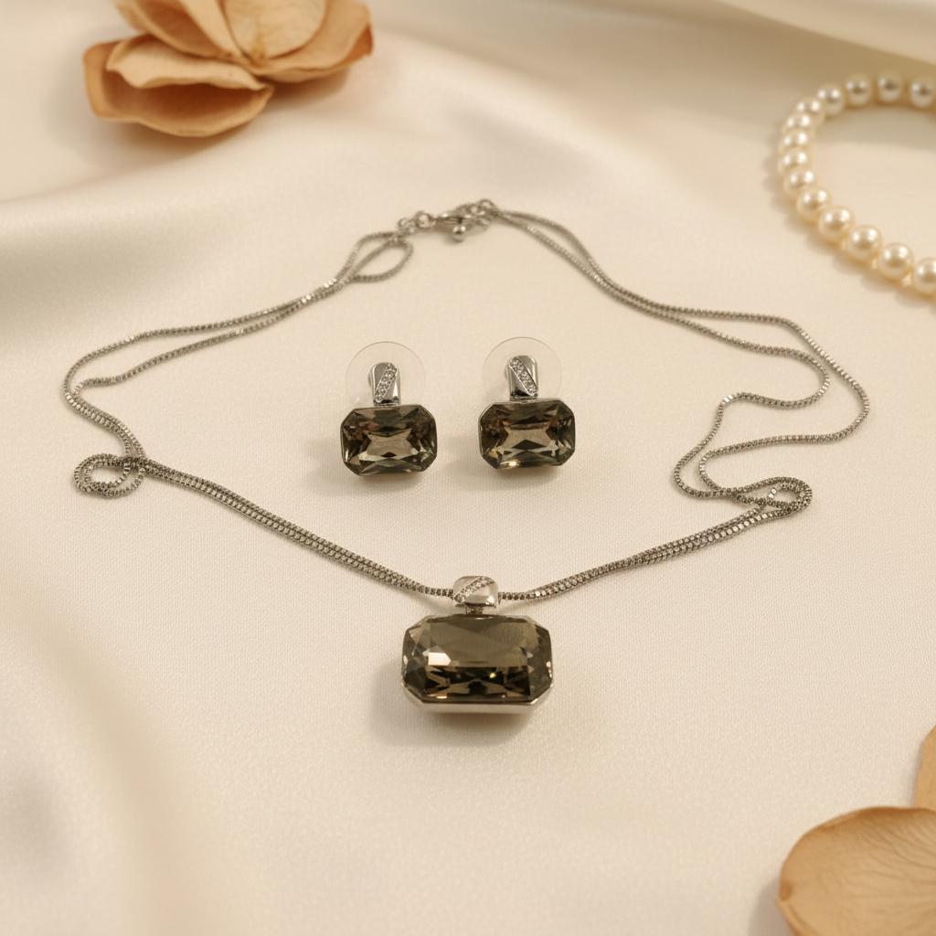 Smoky Emerald Cut Set Flat Lay