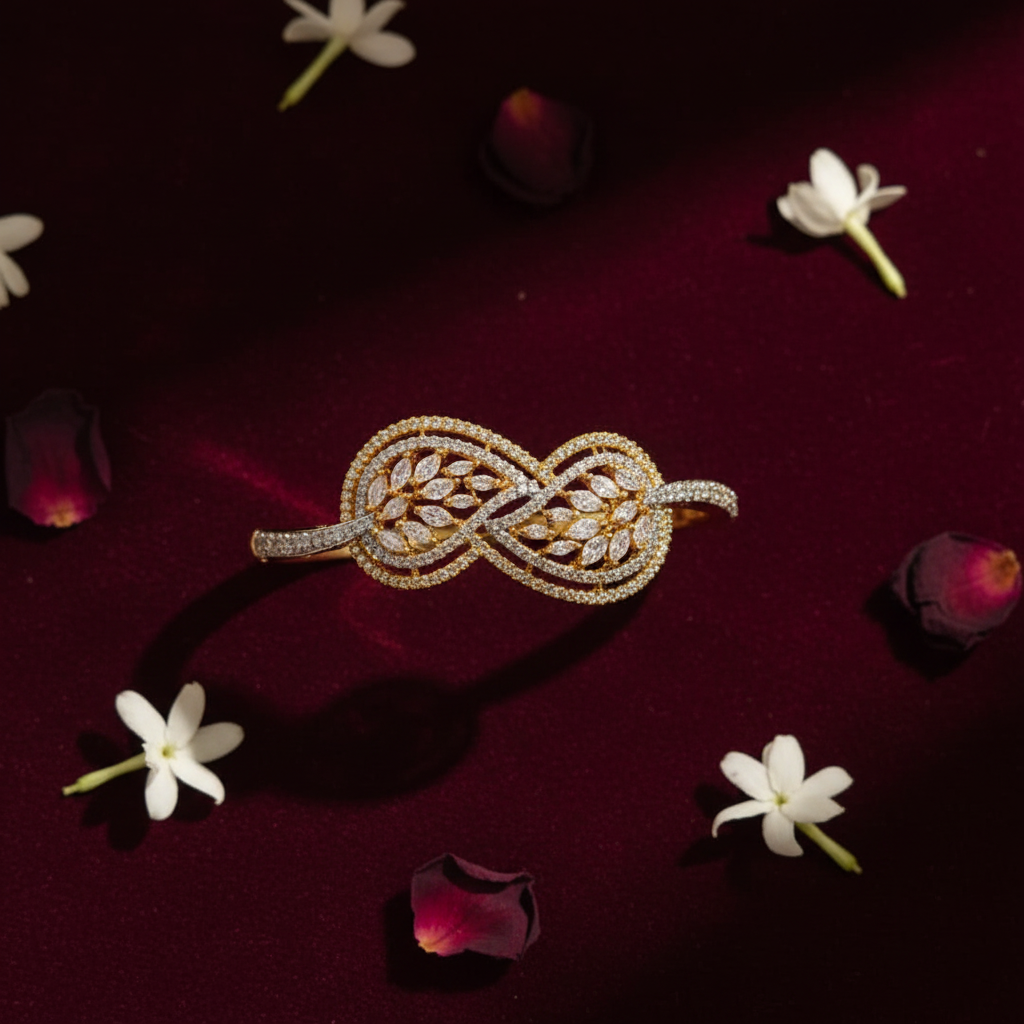 Statement AD Bangle - Burgundy Velvet Flatlay