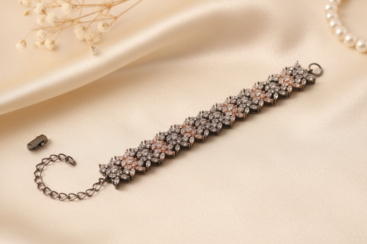 Two-Tone CZ Bracelet Flat Lay