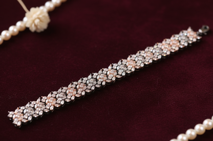 Two-Tone CZ Bracelet Textured Background